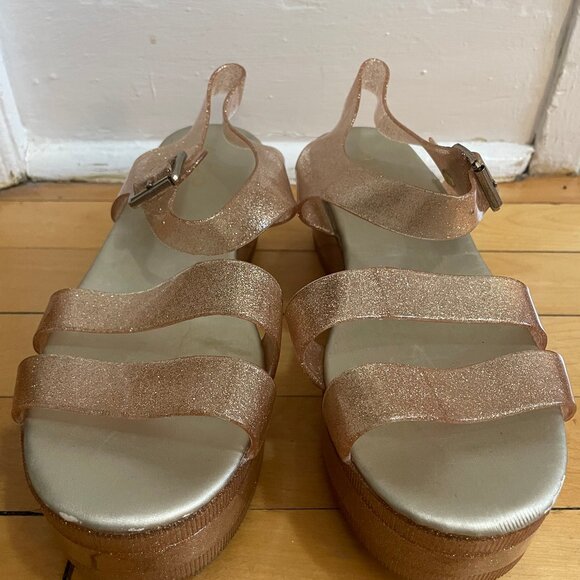 Pink Sparkle Jelly Platform Sandals - Picture 2 of 7